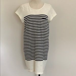 Joie Navy-Cream Striped Cotton Knit Dress